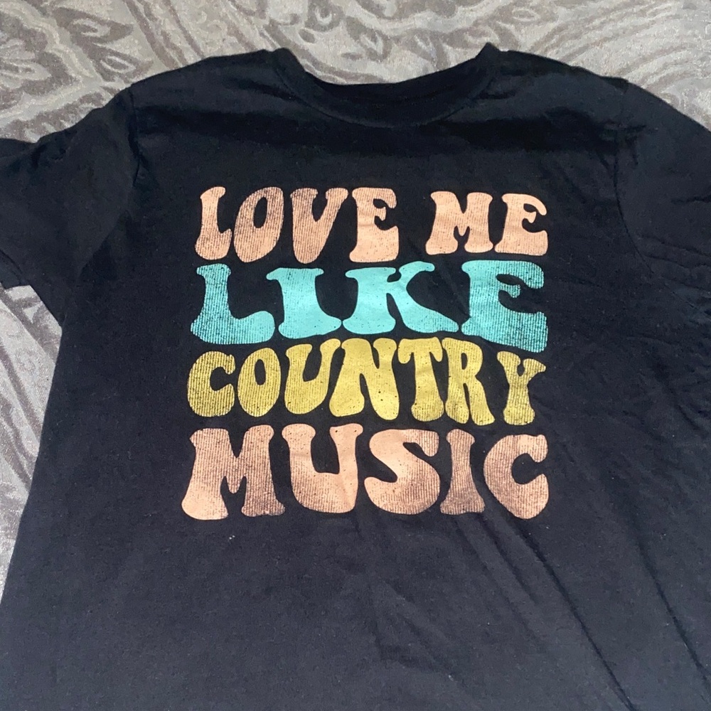 Kids Country Music Graphic Tee - Black with Multicolor Print